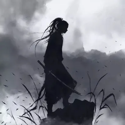 高清武侠风的黑白动漫男头超清古风图片第1张