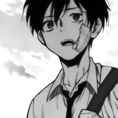 高清受伤的黑白男漫微丧头像图片第1张