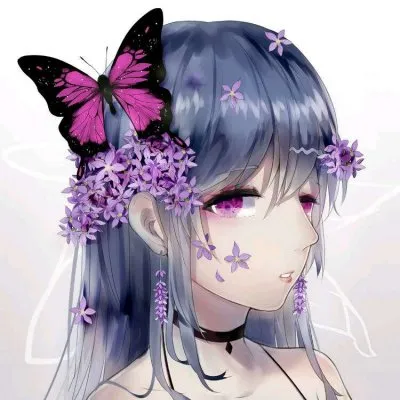 蝴蝶女生头像动漫第1张