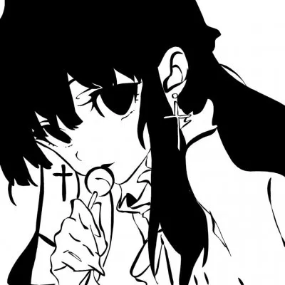 黑白动漫头像女生冷酷第1张