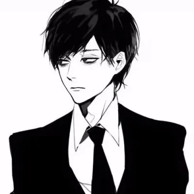 qq头像动漫黑白男头第1张