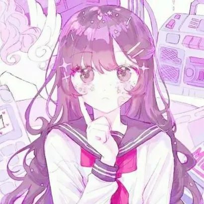 qq头像动漫女生萌淡紫色第1张