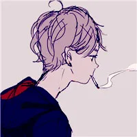 二次元高冷男生头吸烟头像图片第1张