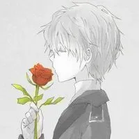 男生拿花朵的动漫头像图片大全第1张
