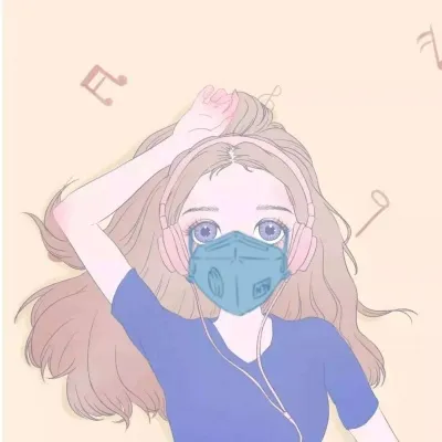 qq头像女生动漫戴口罩第1张