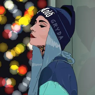 手绘蓝发美女头像第1张