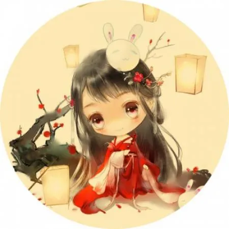 手绘古风q版动漫女生头像第1张