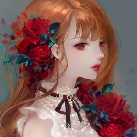 二次元手绘唯美插画女生头像第1张