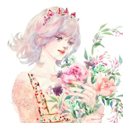 唯美鲜花漂亮女生头像手绘第1张