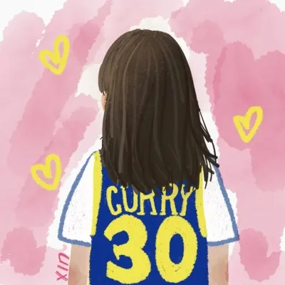 高清手绘的篮球情侣头像一男一女图片第1张