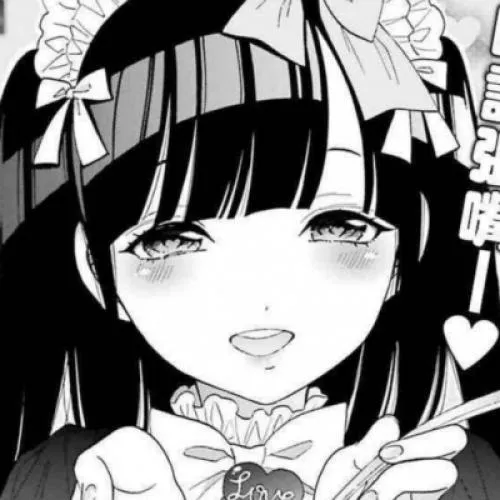 手绘动漫头像女黑白第1张