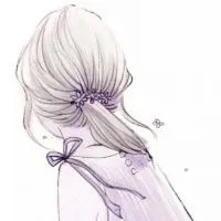手绘长发女生头像背影孤独寂寞的女子第1张