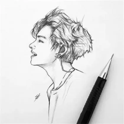 手绘素描人物头像图片第1张